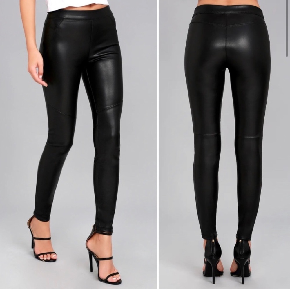 Free People || Vegan Leather Moto Leggings Black 28